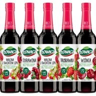 Ovocný sirup Łowicz Set Malina Brusnica Čerešňa 5x400ml