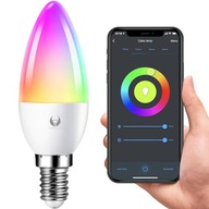 SMART WiFi LED žiarovka E14 5,5W stmievateľná farebná RGB CCT Tuya Aplikácia