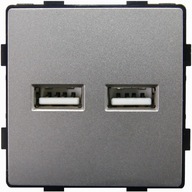 Dvojzásuvkový nabíjací modul USB typu A+A 3,1A sivý pre rámy MIUUN