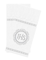IHS vrecká na príbor, biele a strieborné obrúsky