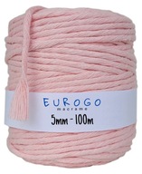 Macrame Cord Twisted Cotton Ecological Pink 100m 5mm