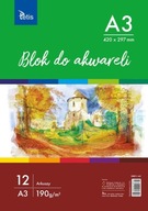 AKVARELOVÝ BLOK A3, 12 LISTOV, 190g, TETIS