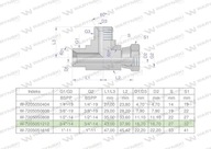 Asymetrické palcové hydraulické T-kus BBA 3/4" BSP (XEVL) Waryńsk