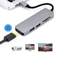 Kovový USB-C na HDMI 4K HUB, 2xUSB 3.0 5v1 Apple