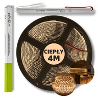 SET 4m SMD teplý biely LED pásik s napájaním 12V