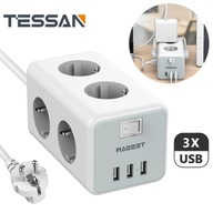 TESSAN predlžovací kábel 9v1 3xUSB 2m 3600W