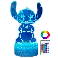 Lilo a Stitch STICH 16 LED 3D stolová lampa pre deti + diaľkové ovládanie