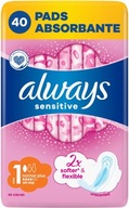 Hygienické vložky s krídelkami VŽDY Sensitive Normal Plus, 40 kusov