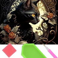 Diamantové vyšívanie Black Cat Kitty Diamond Painting Mosaic Set 5D