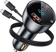 VÝKONNÁ BASEUS RÝCHLA NABÍJAČKA DO AUTO USB-C USB QC PD 100W S KÁBLOM