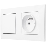 Ospel Szafir white single switch/switch s jednozásuvkovou sadou