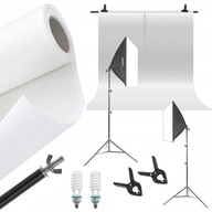 VEĽKÁ fotografia SET BACKGROUND 2x softbox 3x stojan na žiarovku