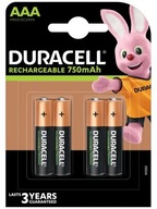 4x Duracell AAA R3 750 mAh batéria + BOX zadarmo