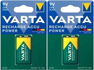 VÝKONNÁ 2x BATÉRIA BATÉRIA 9V 200 mAh 8,4V 6F22 VARTA BATÉRIA