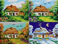 VÝŠIVKA NA PLÁTNO 15x20 FOUR SEASONS - set - s mouline