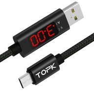 Micro USB kábel s voltmetrom a ampérmetrom