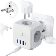 SIEŤOVÝ PLITTER ZLODEJSKÝ PLITTER 3 EU ZÁSUVKY + 3x USB + USB-C C