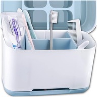 Kúpeľňový organizér zásobník na zubné kefky, vešiak, biely hrnček