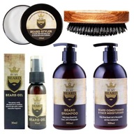 Beard Care Cosmetics výživný olejový šampónový kondicionér + kefa