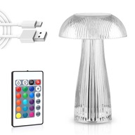 KRYŠTÁLOVÁ LED STOLNÁ LAMPA MUSHROOM TOUCH RGB USB REMOTE