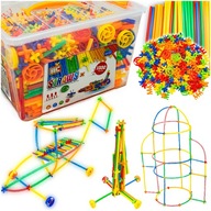 CREATIVE SET Stavebné kocky Slamky Tuby Tyčinky Krabička 1000 ks