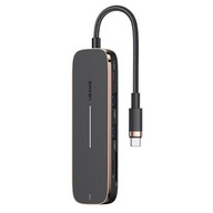 USAMS Adaptér HUB 2xUSB + USB-C + HDMI + Micro SD + SD čierna/čierna SJ575HUB0