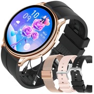 DÁMSKE okrúhle HODINKY SMARTWATCH S FUNKCIOU VOLANIA S VYMENITEĽNÝMI REMIENKAMI