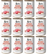 BRIT MONO PROTEIN BEEF & RICE plechovka 12x400g