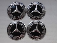 4x hliníkové nálepky na stredové krytky MERCEDES 56mm, čierne