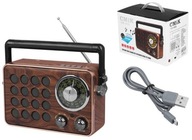 Štýlové prenosné retro Bluetooth USB rádio.Drevené