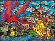 Zamatová omaľovánka 47x35 Dragon and Castle Colorvelv