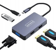 ADAPTÉROVÝ HUB 5V1 USB-C 2x HDMI 4K/VGA/USB 3.0/PD ZW