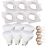 SET 6x LED GU10 5W halogénové svietidlo, BIELY Štvorcový