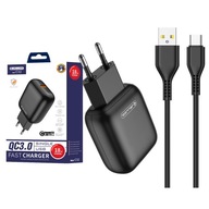 VÝKONNÁ NABÍJAČKA 18W PD QC 3.0 + KÁBEL USB-A NA USB-C 1m RÝCHLE NABÍJANIE