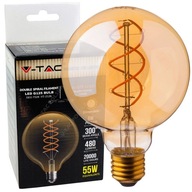 LED FILAMENT žiarovka 6W 480lm E27 G125 V-TAC guľ