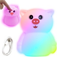 FAREBNÁ JEMNÁ NOČNÁ LAMPA PRE DETI silikónové PIGGY LED RGB