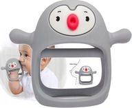 SMILY MIA silikónové hryzátko PENGUIN Buddy Grey 3+