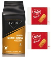 CELLINI CREMA E AROMA káva 1kg zrnková súprava s lotosovými sušienkami 2x125g