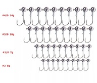 Jigová hlava - Hlavy 40 ks - 5/7/10/14g - 2-4/0