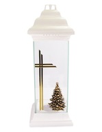 Veľká sklenená sviečka na vianočný stromček, biela, 38 cm