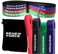 Set XL 4 cvičebné pásy POWER BAND silný odporový pás RENEW FORCE + puzdro