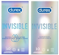 Vlhčené DUREX INVISIBLE CONDOM 20 ks MIX