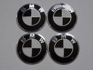 4x hliníkové nálepky na stredové kryty BMW 56 mm, čiernobiele