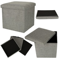 SKLADACÍ POUF S ÚKLADOM, ŠEDÝ 38X38X38CM