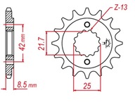 Predné ozubené koleso GROSSKOPF 525 17 Kawaski ER5, KLE