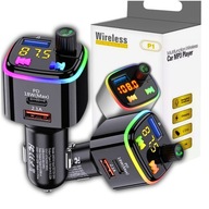 HUDOBNÝ VYSIELAČ DO AUTOZAPAĽOVAČA NABÍJAČKA 3XUSB 18W PD FM BT LCD