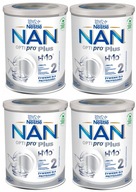 4x NAN 2 Optipro Plus upravené mlieko 800g