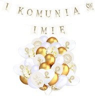 COMMUNION Set Communion Balloons Banner Personalizovaný s menom dieťaťa