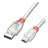 USB A MINI-B KÁBEL 5M TRANSPARENT LINDY 31687