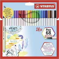 Stabilo Pen 68 štetcových fixiek, 24 farieb, v krabičke